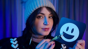 tracing items, then your face ASMR