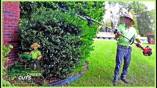 ECHO Articulating Hedge Trimmer Attachment In Use