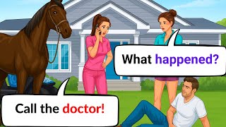 Ele caiu Chame o medico Conversacao em ingles da vida real para iniciantes