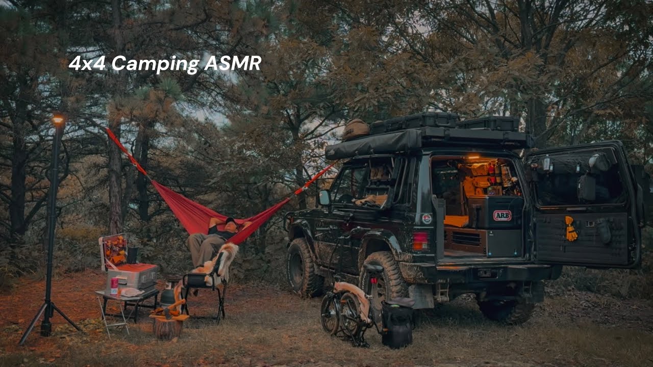 Идеальная осенняя погода: одиночный кемпинг на Pajero4X4 1996года выпуска,наслаждаясь ASMR-кемпингом