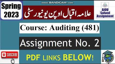 ⏩ AIOU Code 481 Solved Assignment No.2 Spring 2023 || Subject: Auditing || Level: BA/B.Com