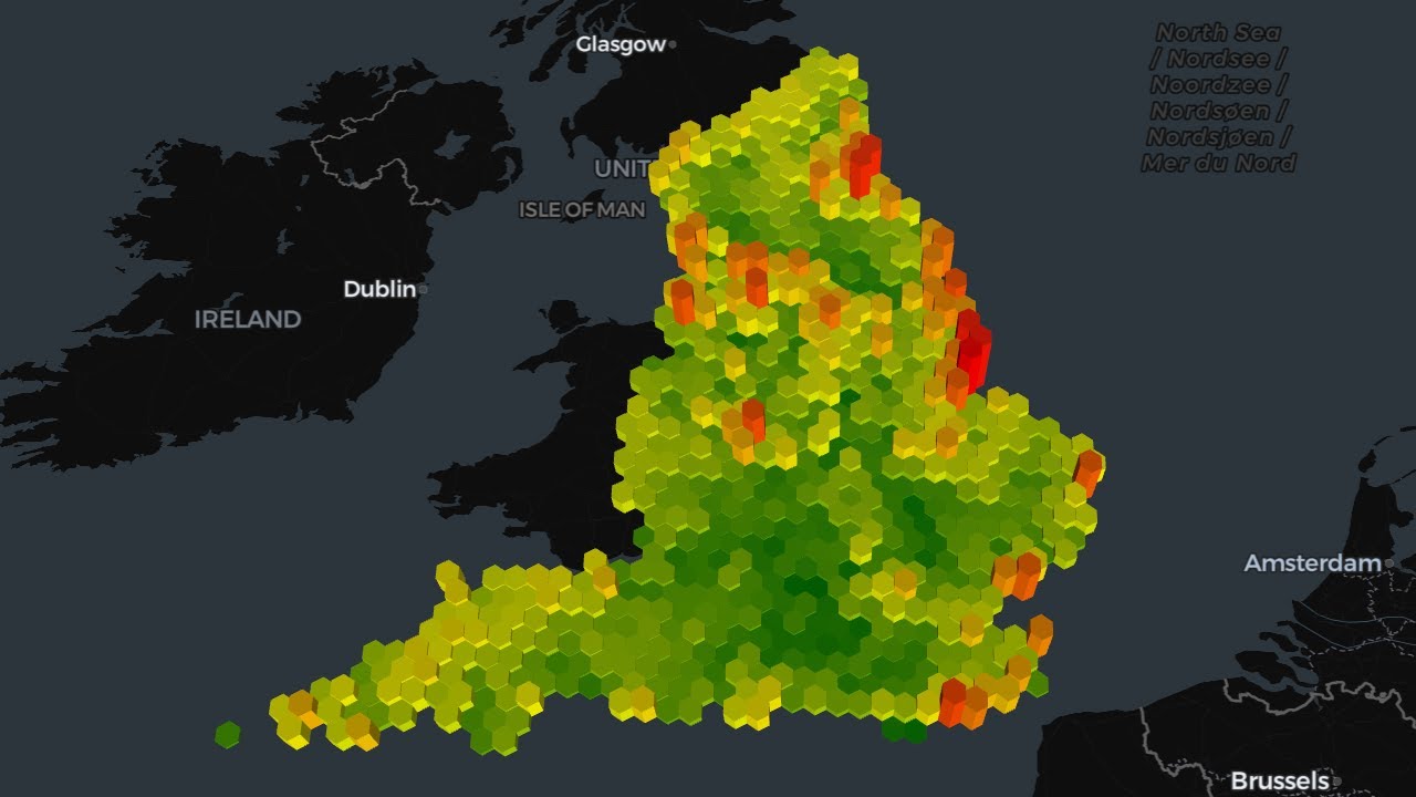 Депривация IMD в Англии в 3D-шестиугольниках (H3, уровень 7) | 