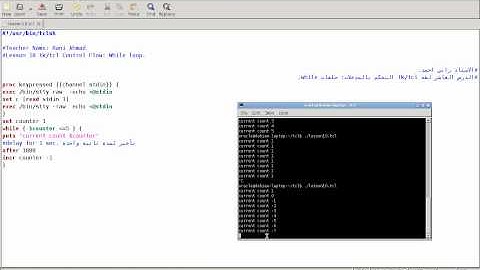 Programming in Tcl/Tk Lesson 10: Control Flow: While loops. (Arabic Version)