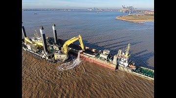 Boskalis Back Hoe Dredger Magnor in action, just off Landguard Point, at Felixstowe. 26 11 2025