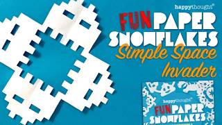 Simple Space invader Paper Snowflakes👾❄️ DIY Easy Kirigami Tutorial for Holidays 🚀(Craft Template) screenshot 4