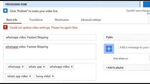 SOLUTION: Could not update video setting. Try again later