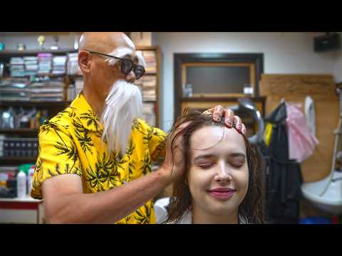 💈(ASMR) Beautiful Lady Gets Pampered at 100-Year-Old Barbershop in Japan | Yamaguchi Barber