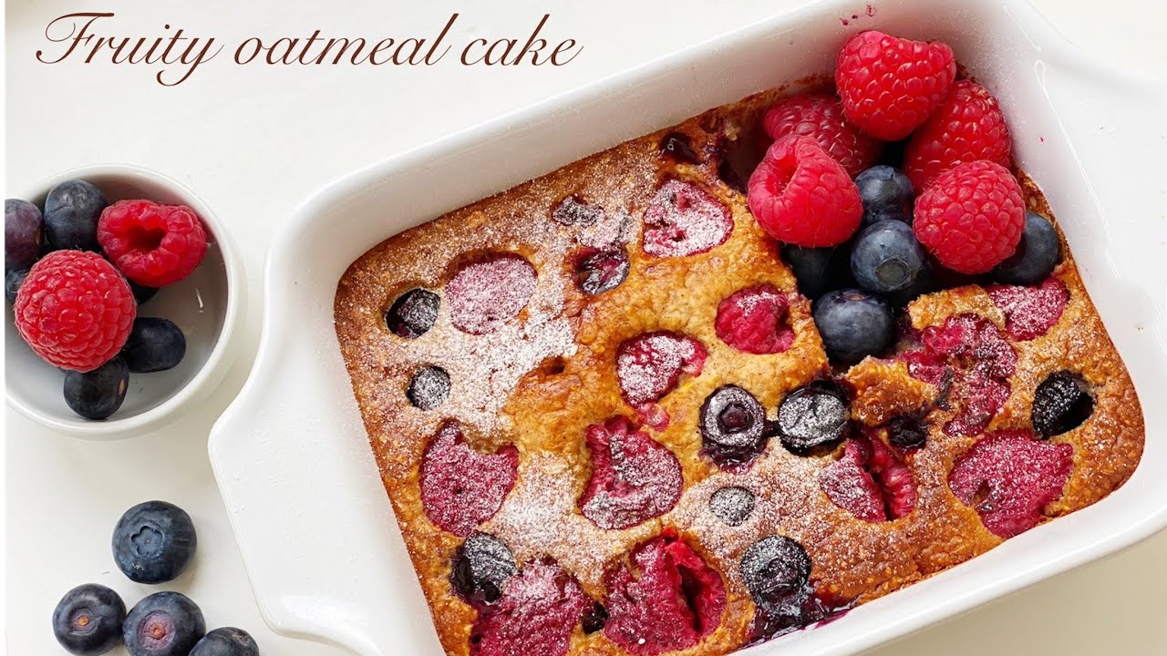 Oat cake with fruits  طريقة عمل كيكة الشوفان بالفواكه صحية لفطورك الصباحي  #شوفان#كيك#nourahamam