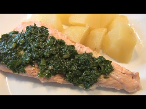 Salmone e patate con salsa verde in Varoma (Bimby)