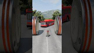 Red and Green Bus Bollards Crash #2 #beamng #bus #beamngdrive #shorts screenshot 4