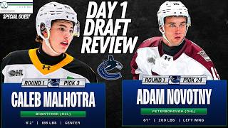 CANUCKS 2026 NHL DRAFT DAY 1 REVIEW | Caleb Malhotra + Adam Novotny | Who Could We Draft Day 2!