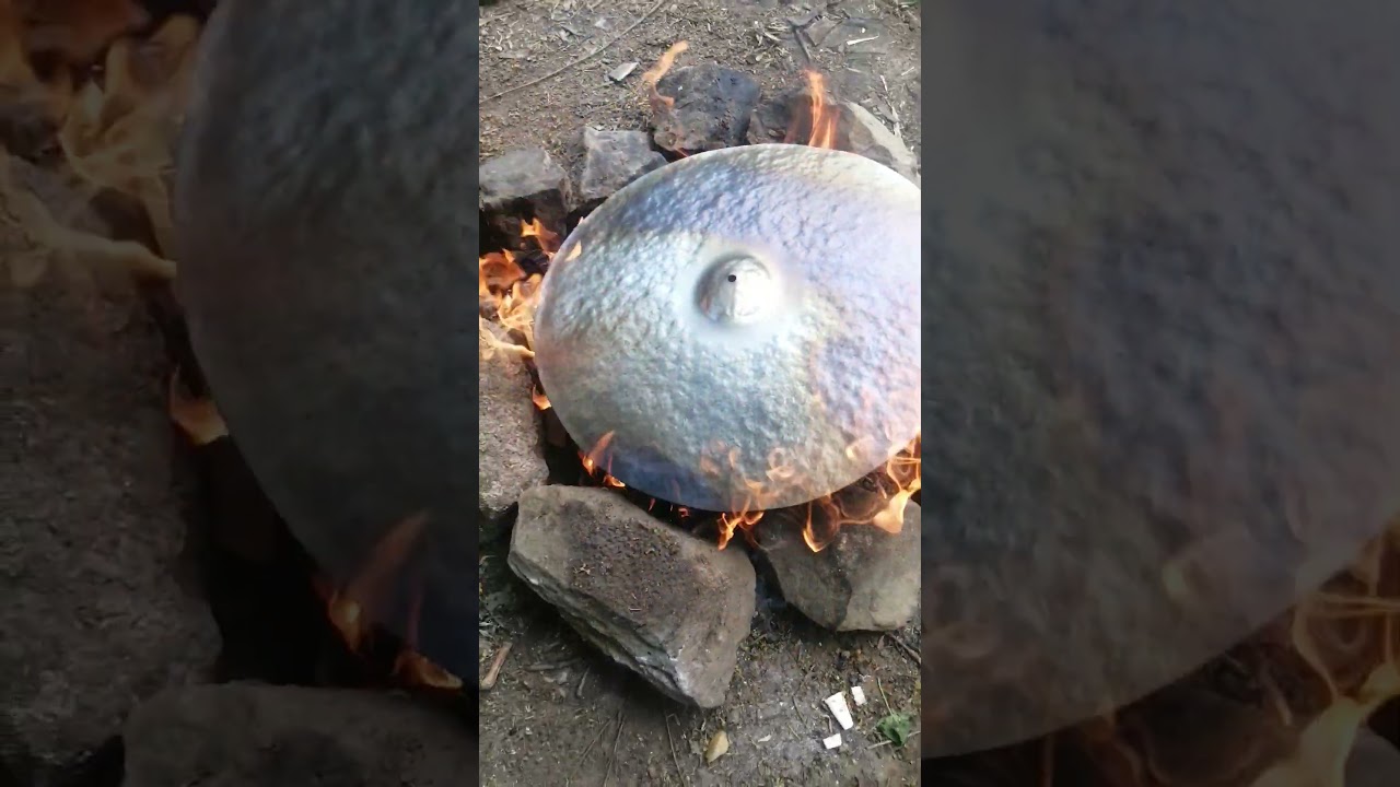 Watch pure Titanium 23 inch raw earth ride cymbal in forge hardening fire. on YouTube Watch pure Titanium 23 inch raw earth ride cymbal in forge hardening fire. on YouTube