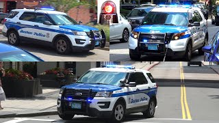 Boston Police Cars Responding Lights and Siren Compilation - Great Sirens