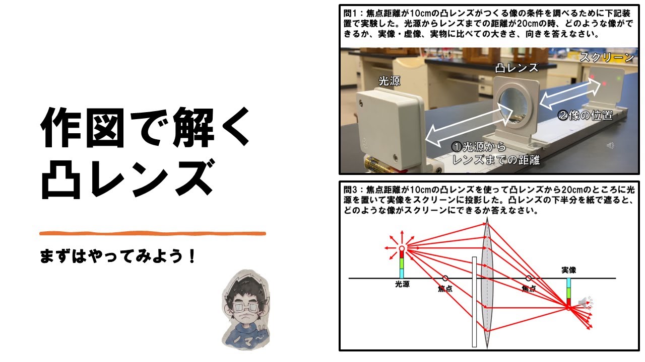 【解説】中1理科　作図で解く凸レンズ