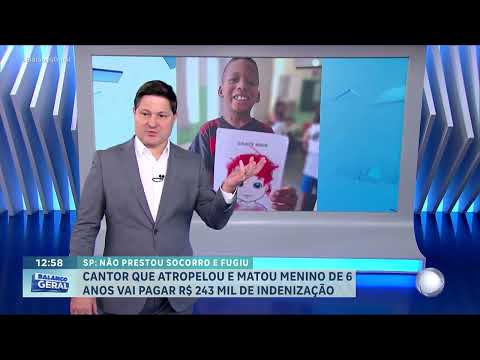 Cantor que matou menino atropelado faz acordo e pagará indenização