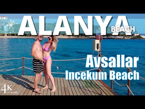 【4K】Alanya Avsallar 2022 İncekum plajı. Alanya'nın en iyi kumlu plajı