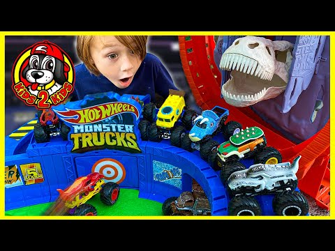 🌋 T-Rex Volcano Arena (Dinosaur Monster Truck Toys) | Monster Jam & Hot Wheels Monster Trucks