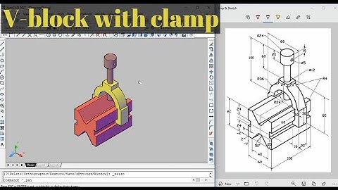 autocad 2007 v-block with clamp 3d modeling #3
