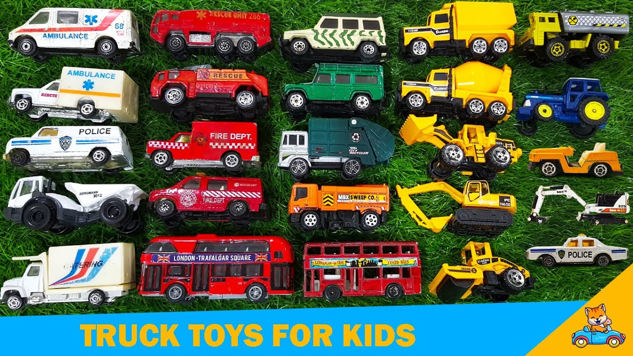 Kids Learning Videos | Truck Toys, Police Car, Fire Truck and Construction Toys