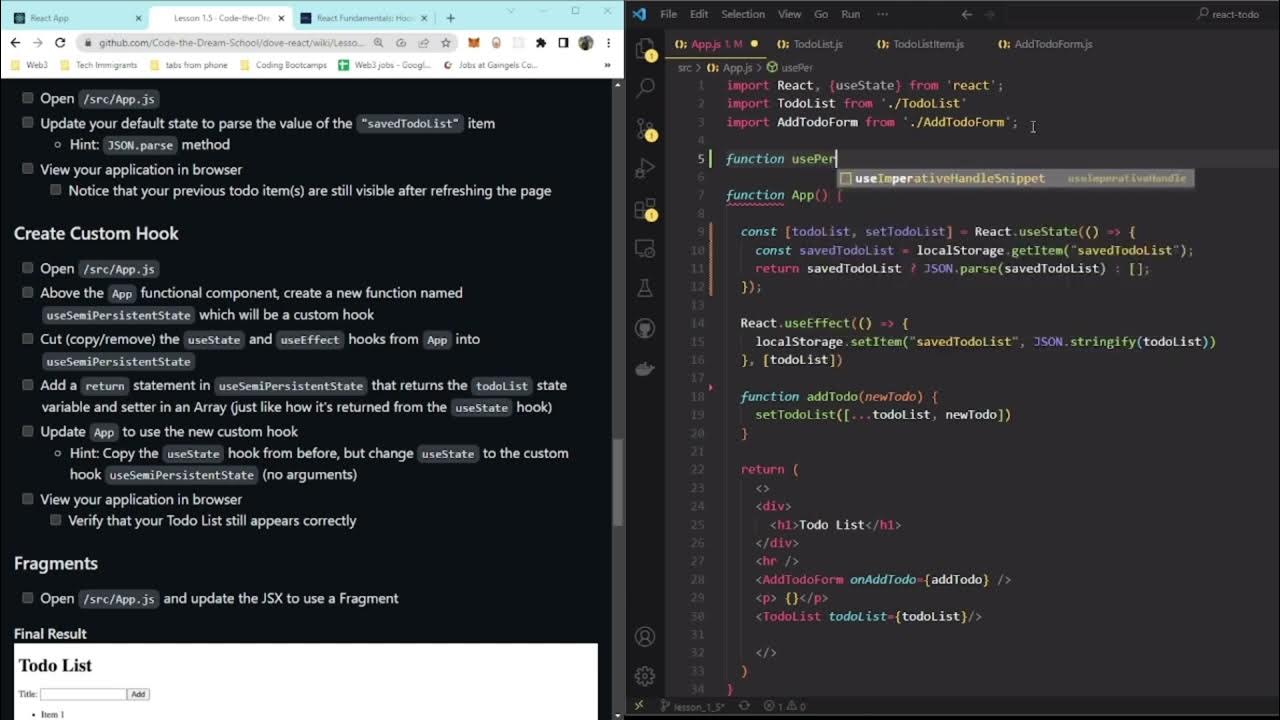 Code The Dream React Lesson 1 5 YouTube
