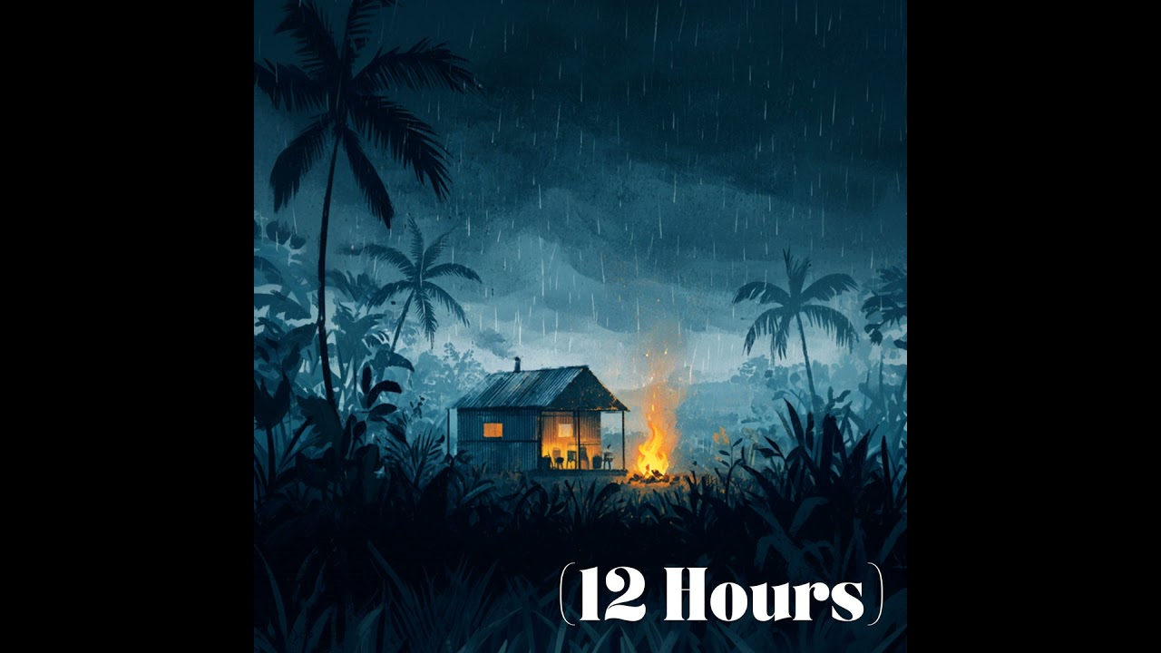 Campfire in a Tropical Rainstorm for Sleep 🔥 Rain on Metal Roof & Jungle Thunder | Sleep Sound (1...