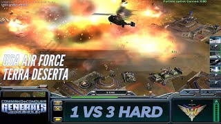USA Air Force : 1 Vs 3 Hard Command & Conquer Generals Zero Hour - (Terra Deserta)