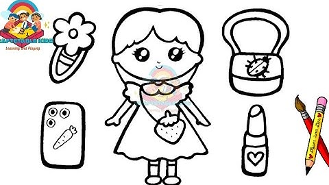 Princess 👸👗jewelry💎, makeup 👛purse, heel Drawing and colouring