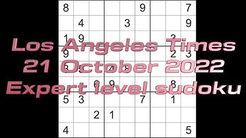 Sudoku solution – Los Angeles Times sudoku 21 October 2022 Expert level