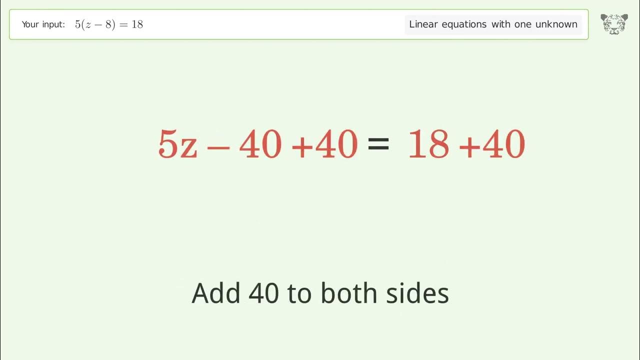 solve-5-z-8-18-linear-equation-video-solution-tiger-algebra-youtube