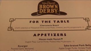 Brown Derby at Hollywood Studios Dining Review with Goofy Grandpa