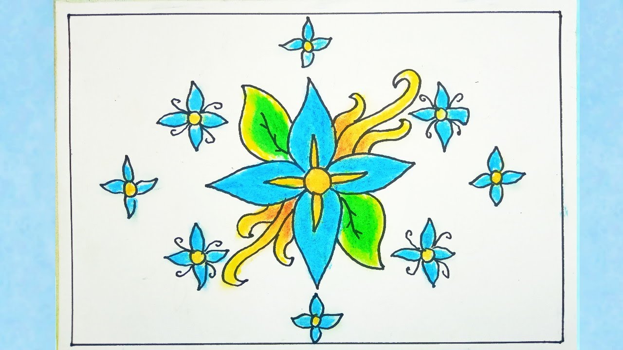 Cara menggambar batik motif bunga || batik motif flora