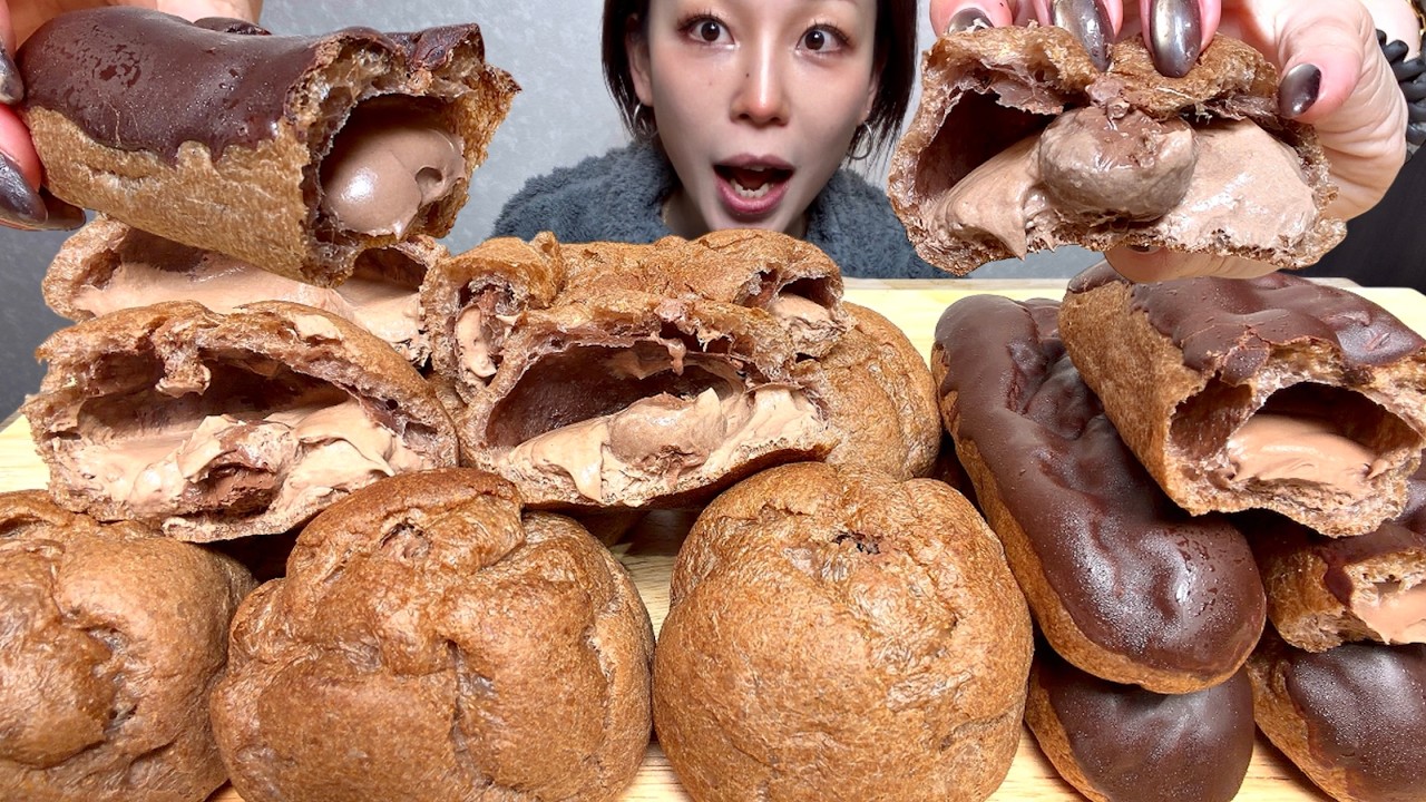【生チョコシュークリーム×生チョコエクレア🍫】ASMR 日本語字幕