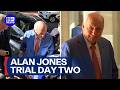 Alan Jones arrives at court for second day of trial | 9 News Australia