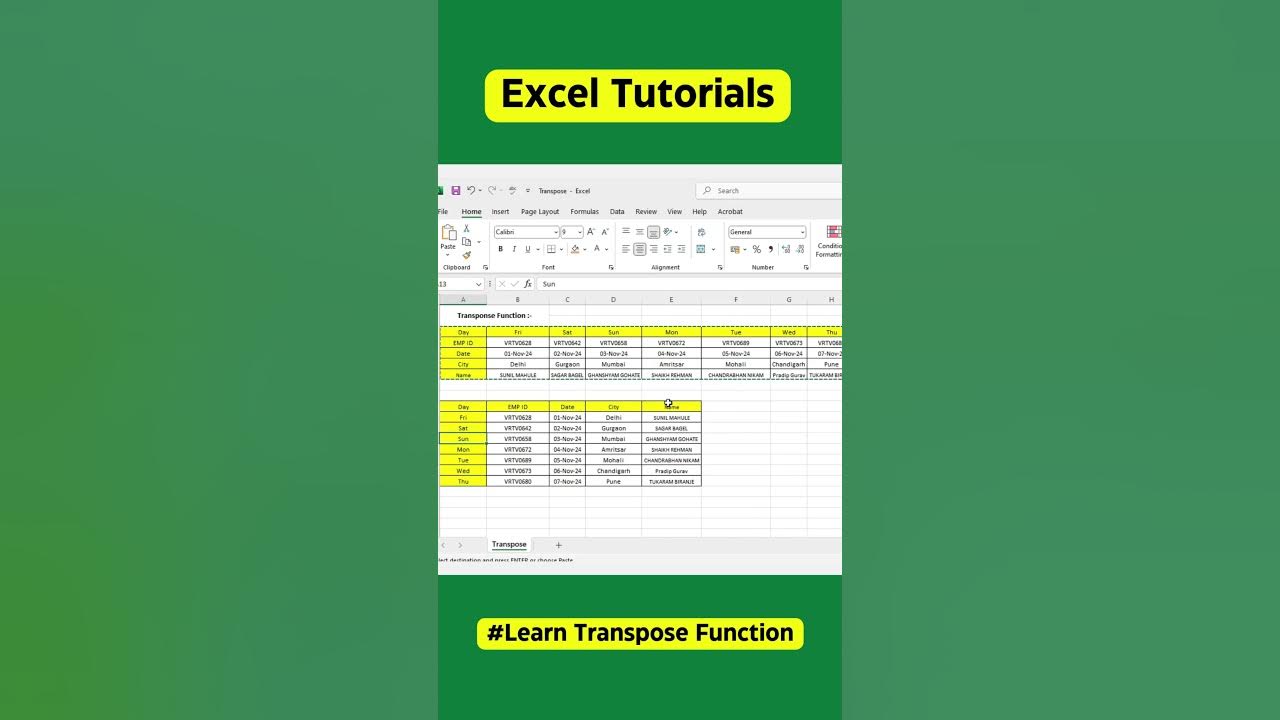 How to Use the TRANSPOSE Function in Excel & Google Sheets Like a Pro ...