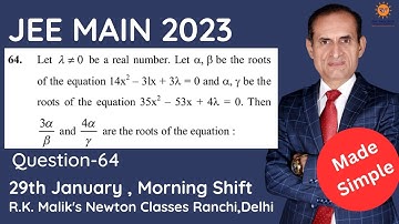 PYQ Que-64 PYQ  29 JAN (Morning Shift) 1  2023 JEE Mains #jeemain2023