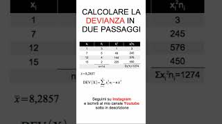 Calcolare la devianza rapidamente #youtubeshorts #shorts #statistica #lezioni #university #esami