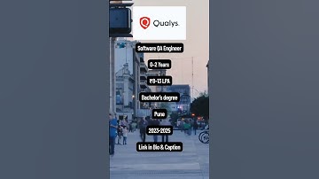 Qualys hiring Software QA Engineers | ₹8–13 LPA | Pune | 0–2 Years #qajobs #qa #itjobs #it #tcs #cts