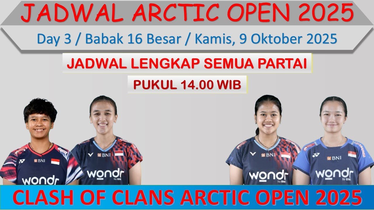 Jadwal Arctic Open 2025 Hari Ini │ Day 3 / Babak 16 Besar │ 2 Wakil ...