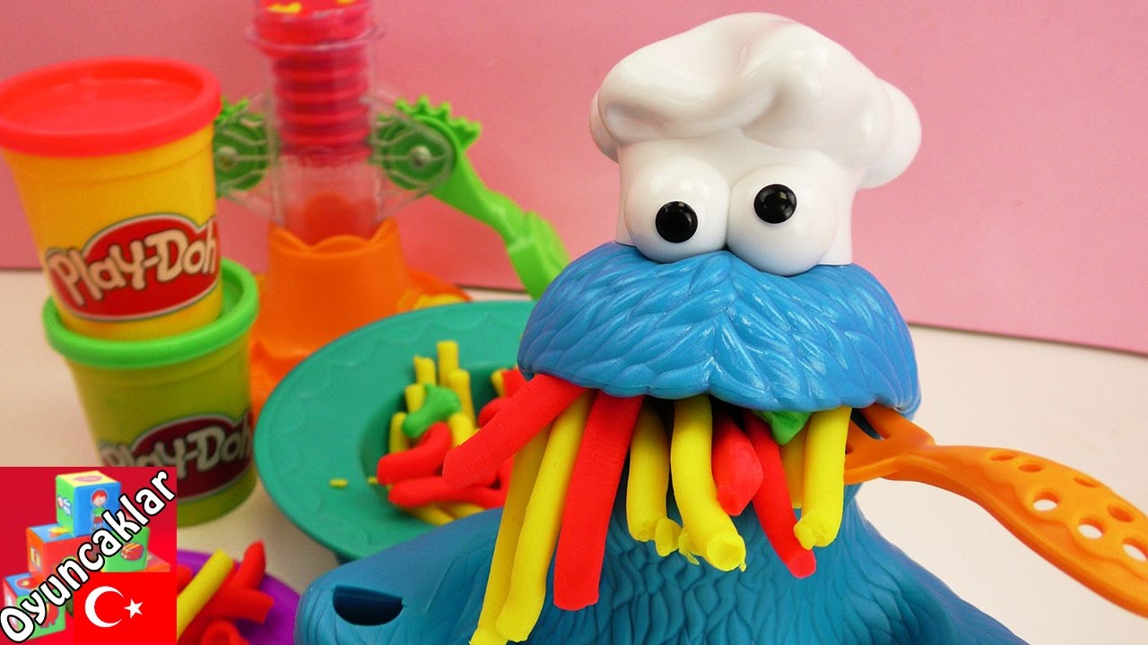 Play Doh Kurabiye Canavarı Makarna Yiyor! Spagetti Oyun Hamuru Yemek