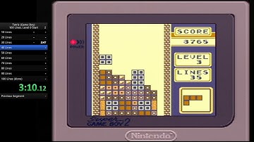 Tetris (Game Boy) 100 Lines, Level 0 Start in 7:59