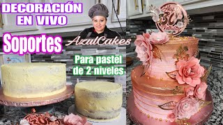 pastel de 2 pisos en rose gold / pink blush cake / oro rosa con AzulCakes pastel para mujer 30 años