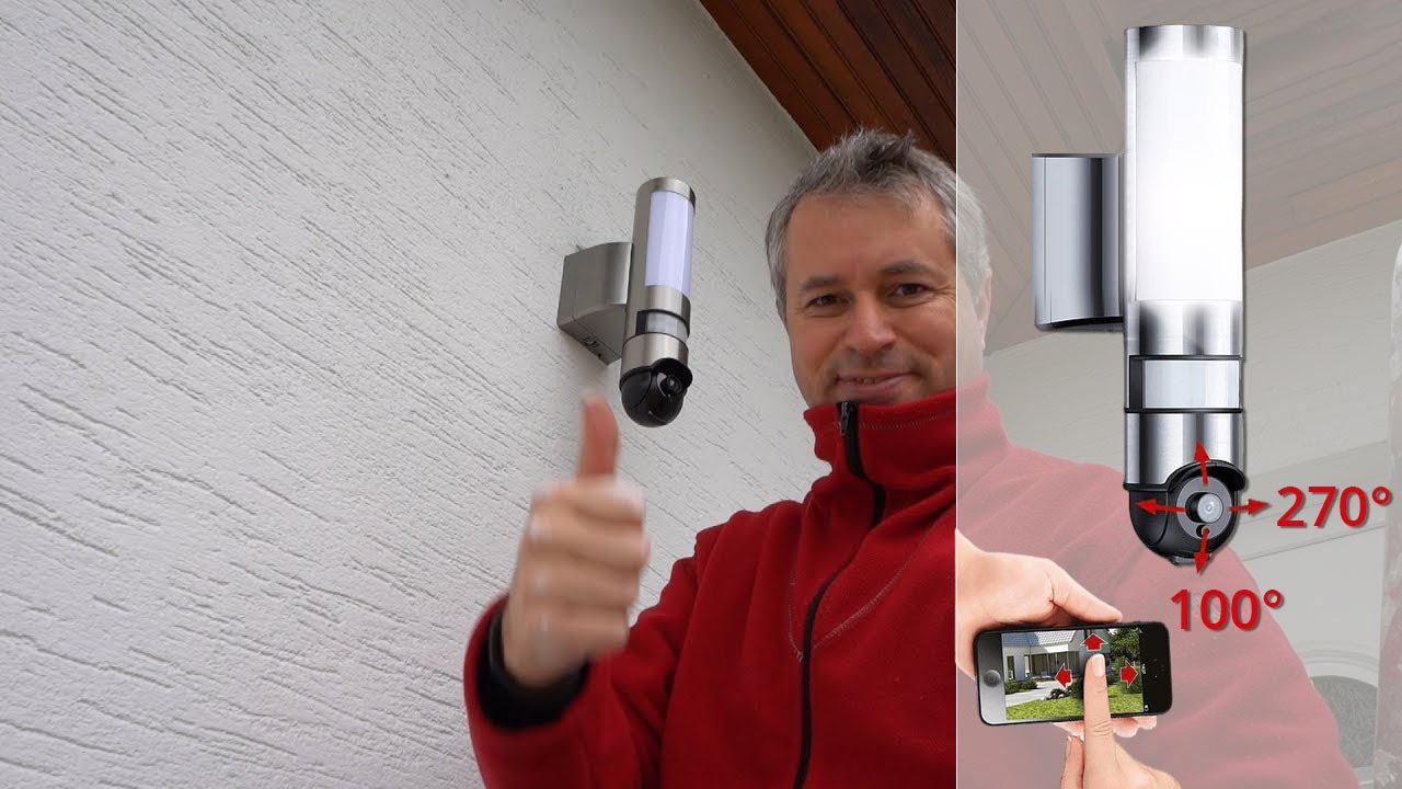 Lampe d'extérieur avec caméra IP connectée HD motorisée [PEARLTV.FR] 