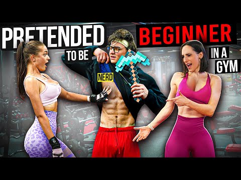 CRAZY NERD shocks GIRLS in a GYM prank | Elite Lifter Pretended to be a BEGINNER in Aesthetic public