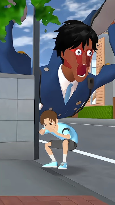 Yuta hides herself from the giant police monster #shortvideo #monster #sakuraschoolsimulator
