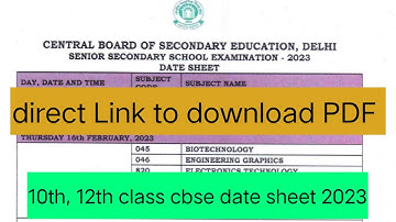 cbse board final term 2 date sheet 2023 // how to download CBSE date sheet 2023 - class 10, 12 class