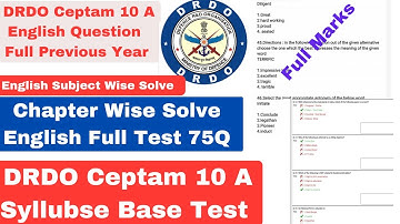 English Previous Question Paper//DRDO Ceptam 10 Admin&Allied //Chapter Wise Solve Paper Revision