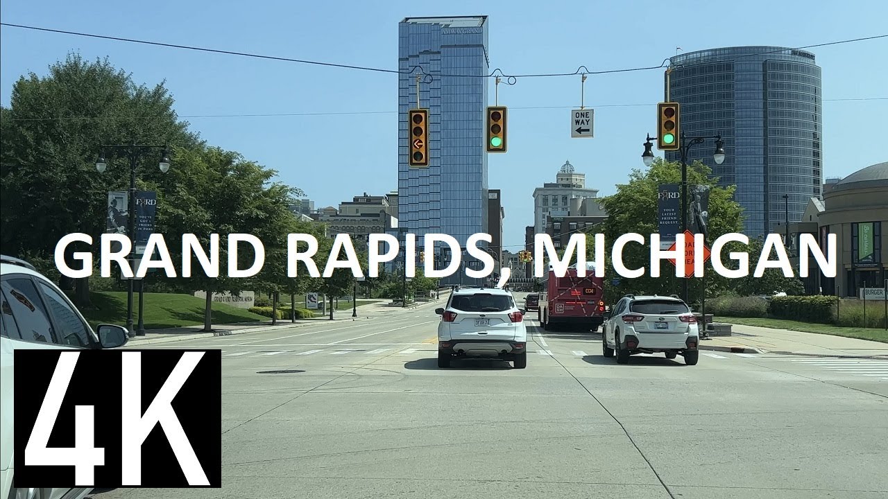 Road Tour of Grand Rapids, Michigan in 4K Driving in