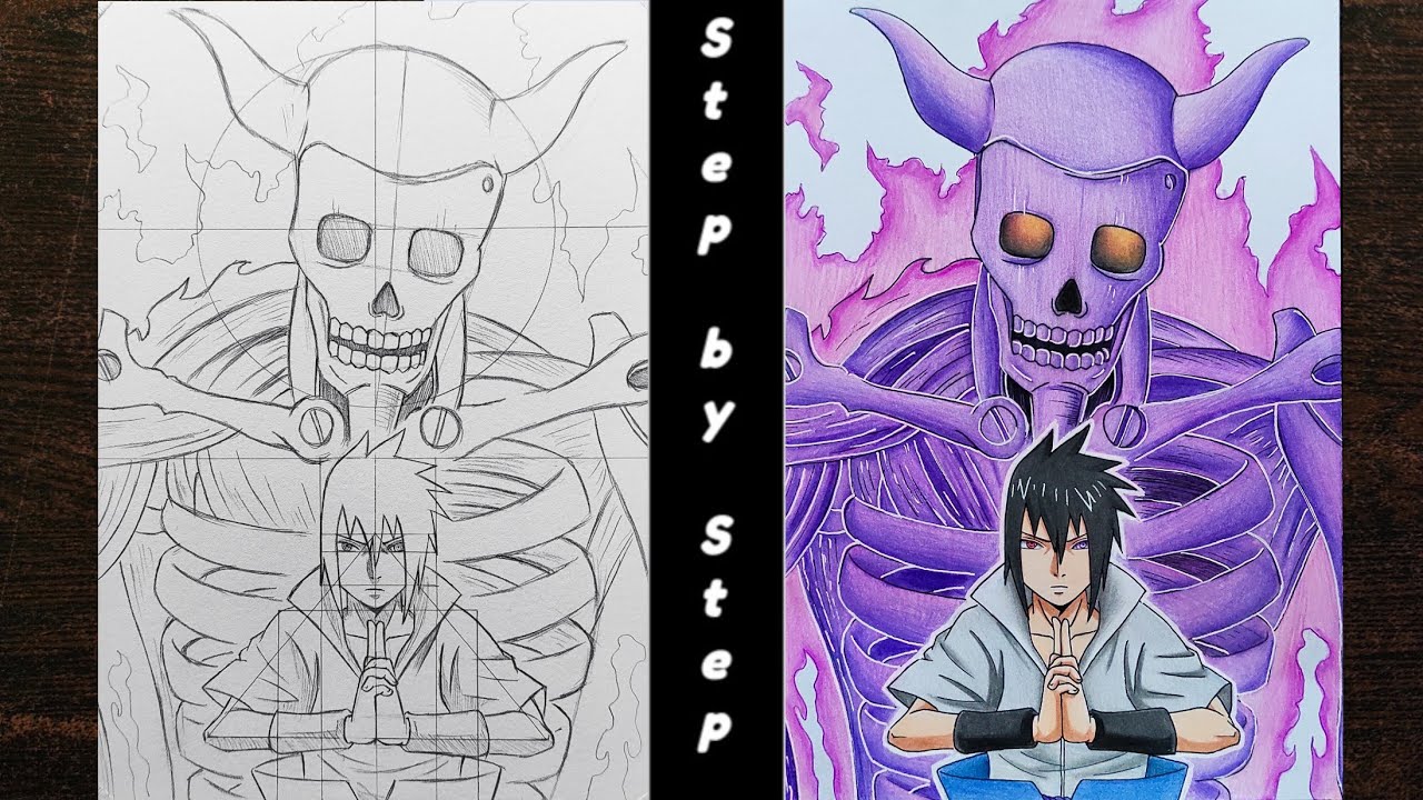 How to DrawUchiha Sasukewith Indra Susanoostep by stepTutorial for  beginnersNaruto Shippuden  YouTube