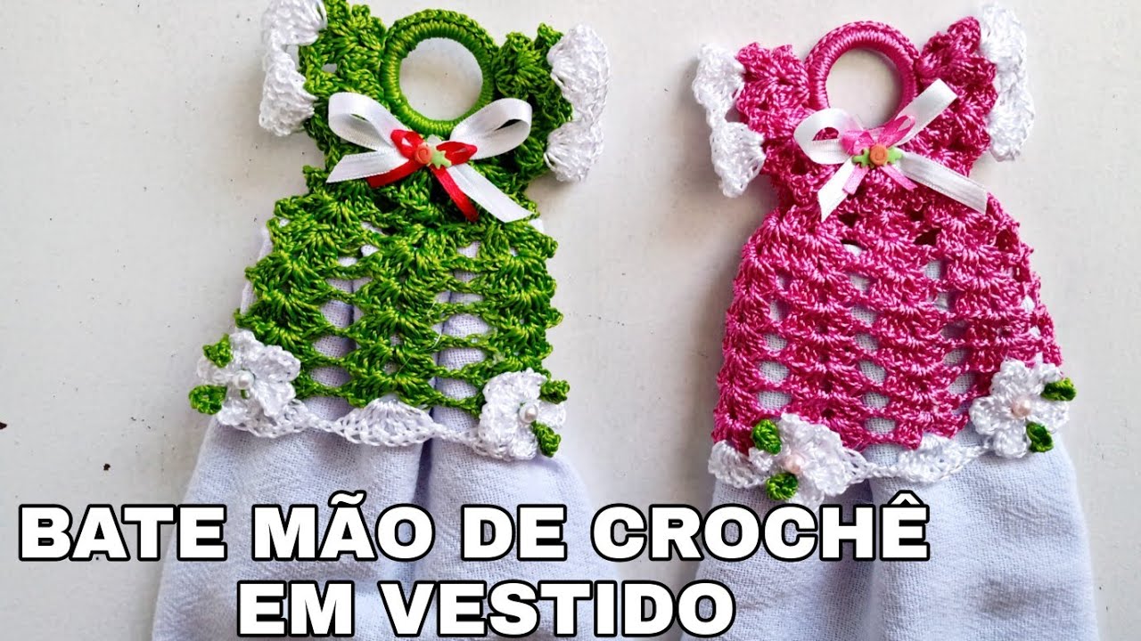 BATE MÃO DE CROCHÊ VESTIDO 👗👗(veja o passo a passo)