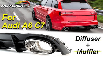 Autunik.com - RS6 Style Rear Diffuser + Chrome Exhaust Tips For Audi S6 A6 S-line C7.5 di144